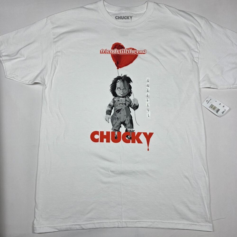 Child's Play Chucky T-Shirt Mens Large Friends Till The End Short Sleeve Tee NEW